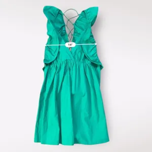 Umgee‎ Kelly Green Tiered Ruffled Corset Back Mini Dress Preppy Casual Size L thumbnail 4