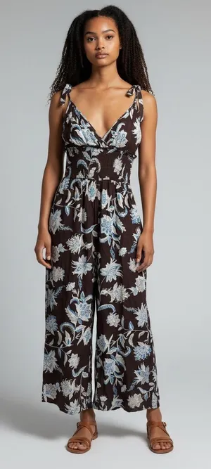 PATRONS OF PEACE Arcadia Floral Jumpsuit Brown Size M NEW thumbnail 1