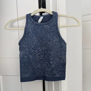 Lululemon ebb to street cropped racer back‎ bra tank blue thumbnail 2