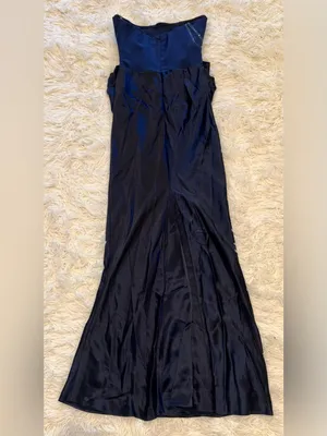 NEW HOUSE OF CB Persephone Strapless Corset Satin & Stretch Crepe navy Gown Sz M thumbnail 10