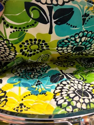 Vera Bradley Quilted Floral Dome Tote Bag in Yellow, Blue & Green thumbnail 8