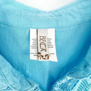 BECCA Mesh Button Down Belted Swim Cover Up Women's‎ Size M Blue Resortwear thumbnail 7