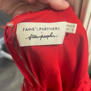 Free People x Fame Women's Kayla Maxi Gown Red Pleated Sunflowers Size 6‎ thumbnail 6