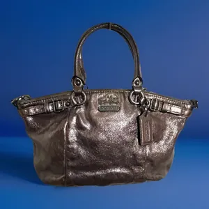 Coach Madison Sophia 18816 Gunmetal Metallic Leather Satchel Handbag Purse GUC thumbnail 1