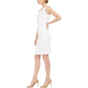 NWT Kasper Womens Size 18 White Jacquard Sheath Empire Waist Cocktail Dress NEW thumbnail 2