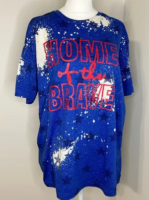 Blue 'Home of the Brave' Graphic T-Shirt thumbnail 1