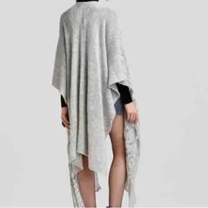 FREE PEOPLE Womens Cable Knit Poncho Cardigan Sweater Shawl in Grey XS/S thumbnail 4