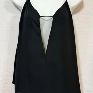 Babaton Aritzia Black Deep V-Neck Mesh Camisole Tank Top Medium YPO1-2597-37 thumbnail 3