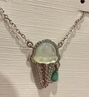 Kendra Scott | Silver Plated Mint Ice Cream Cone Pendant Necklace thumbnail 1