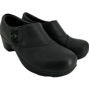 Dansko Stacie Clogs Leather Slip On Crisscross Heel Rocker Round Toe Black 6 thumbnail 2