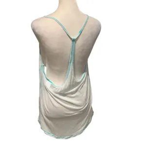 Elegant White Tank Top with Aqua Accents thumbnail 2