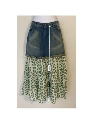 Women’s Vintage y2k Denim Tiered Maxi Skirt SMALL thumbnail 5