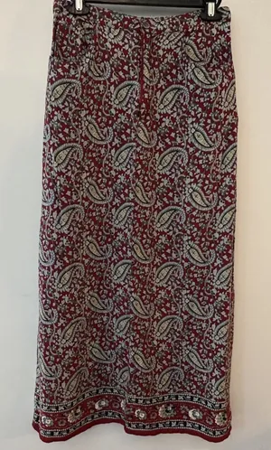 Vintage Crazy Horse Skirt Women's 8 Maroon Western Paisley Floral Midi A-Line thumbnail 1