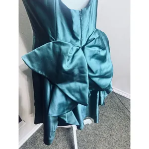 Fifteen Roses Green Satin Formal Dress tulle short full flare skirt prom sz 10 thumbnail 6