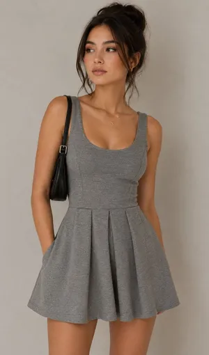 Wilfred Aritzia Grey Sleeveless Skater Mini Dress Womens 0 Babydoll Twee Fall thumbnail 1