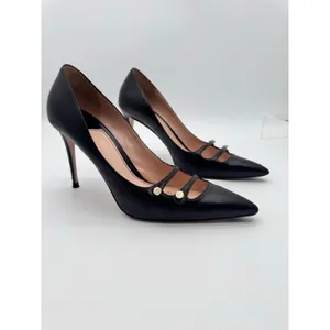 Gucci Aneta Black Button Detail Stiletto Pumps Pointed Toe Size EU 41 thumbnail 8