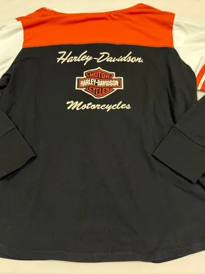 Harley-Davidson Classic Colorblock Henley Women’s Plus Size 2W Black Orange NEW thumbnail 2