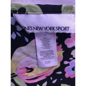 Jones New York Sport Skirt Women 8 Black Floral Rayon Midi Casual thumbnail 2