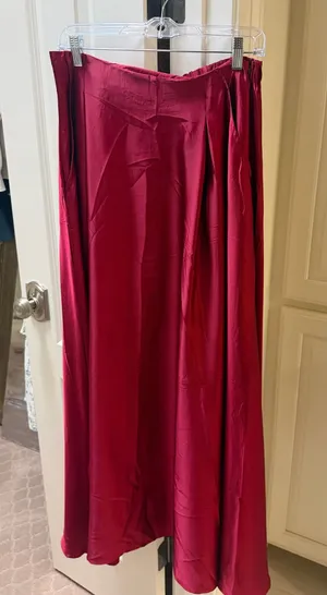 Amazon Red Satin Maxi Skirt thumbnail 1