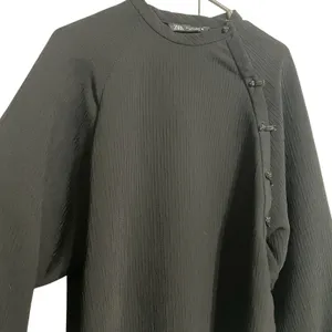 ZARA Black Mandarin Collar Button Front Long‎ Sleeve Blouse Women Size M thumbnail 8