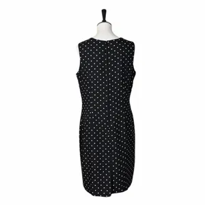 SAG Harbour Y2K Black Polka Dot Sleeveless Sheath Dress Knee Length Size 14 thumbnail 5