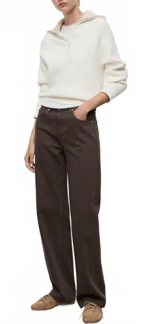Mango Miami Medium-Rise Straight-Fit Jeans NWT Chocolate Size 0 EUR 32 thumbnail 1