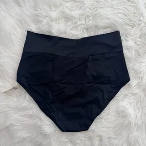 Aerie High Rise Full Coverage Crossover Bikini Bottom True Black Size Small thumbnail 5