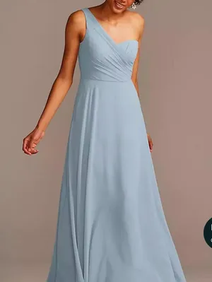 Celebrate Blue Ruched One-Shoulder Gown for Weddings thumbnail 1