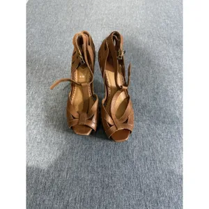 Lucky Brand Women's Brown Leather Peep Toe Wedge Heel Ankle Strap Buckle 6.5M thumbnail 8