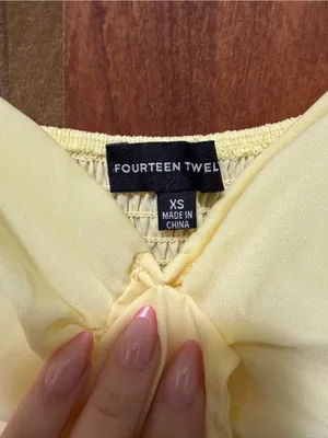 Light Yellow Puff-Sleeve Tie-Front Mini Dress thumbnail 2