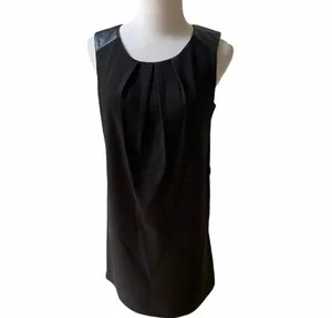 Forever 21 Little Black Dress Sheath Shift Faux Leather Knit S Exposed Back Zip thumbnail 4