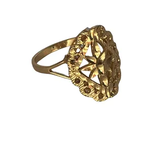 Vintage Diamond Cut Filagree Ring Gold thumbnail 3
