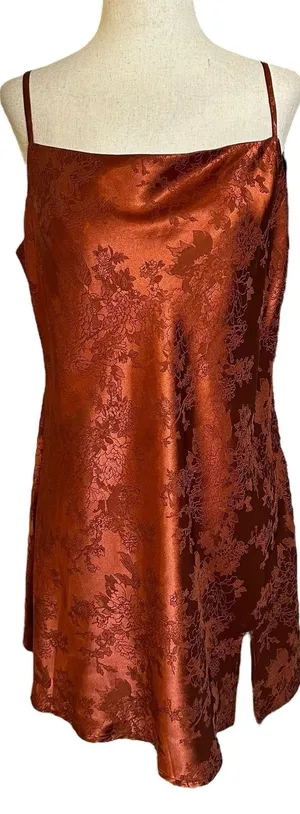 Princess Polly Brown Satin Flowers Mini Dress Women Size 12 NWT | 12-16 thumbnail 1