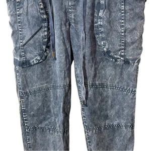 Young Fabulous & Broke Clyde Tencel Cargo Pants Small Blue Grey Cropped thumbnail 4
