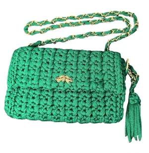NEW Handmade Green Crochet Chain Strap Crossbody Purse Summer Boho Vacation thumbnail 1