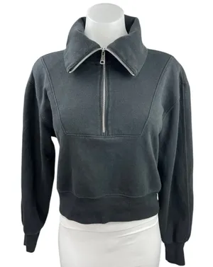 Abercrombie & Fitch Black Half Zip Soft Collared Pullover Sweatshirt Top Size XS thumbnail 1