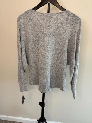 IZ Byer Sweater Size S Grey Knit Front Tie Top thumbnail 3