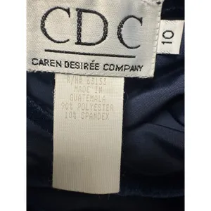 Vintage Caren Desiree Co. Deep‎ Navy Blue Velvet Maxi Dress Size 10 Fitted Flair thumbnail 5