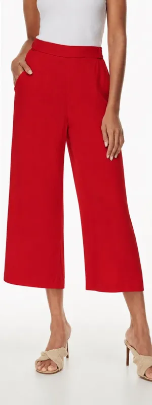 Aritzia Wilfred Faun Ankle‎ Pants Red Drapey Crepe Wide Leg High Rise Tie Belt M thumbnail 1