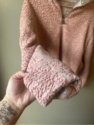 Thread & Supply Pink Sherpa Quarter Zip Pullover Fleece Cozy Size Small thumbnail 2