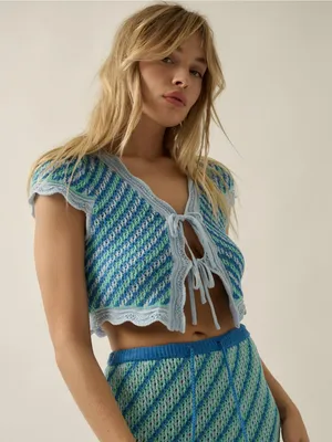 Crochet tie front top Size M thumbnail 1