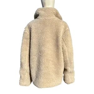 Aeropostale Sherpa Fleece Pullover Women M Cream Quarter Zip Teddy Cozy Neutral thumbnail 3