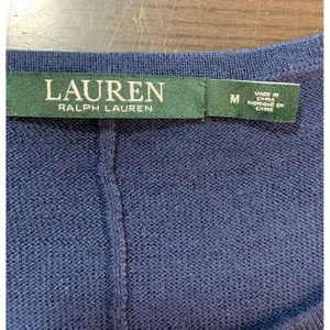 Lauren Ralph Lauren Knit Top‎ Womens Medium Handkerchief Hem Blue Classic Preppy thumbnail 5