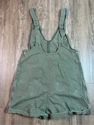 Free People We The Free Olive Green Denim Short Overalls thumbnail 7