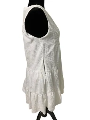 Tuckernuck Pomander Place Kenzo Tiered Dress White Swiss Dot Sleeveless Medium thumbnail 7