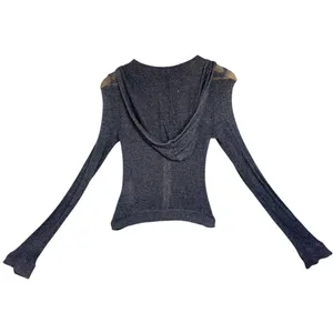 Abercrombie & Fitch Marled Gray Knit Zip Up Hooded Hoodie Sweatshirt Top Size XS thumbnail 3