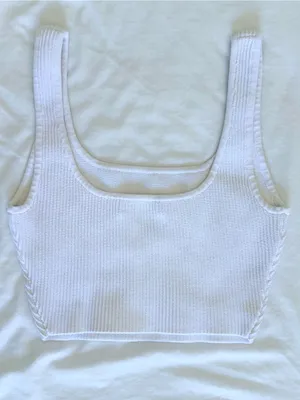 Aritzia Babaton Sculpt Knit Squareneck Cropped Tank - White - XS thumbnail 11