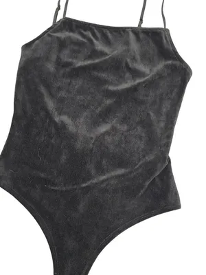 Velvet Black Bodysuit With Adjustable Spaghetti Straps By Forever 21 Size M thumbnail 5