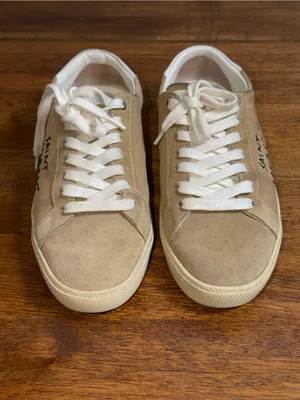 Saint Laurent Court ClassicSL/06 Beige Leather and‎ Suede Low Top Sz 39.5/9-9.5 thumbnail 3