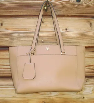 Tory Burch Robinson Small Tan Cardamom Bag Tote thumbnail 1